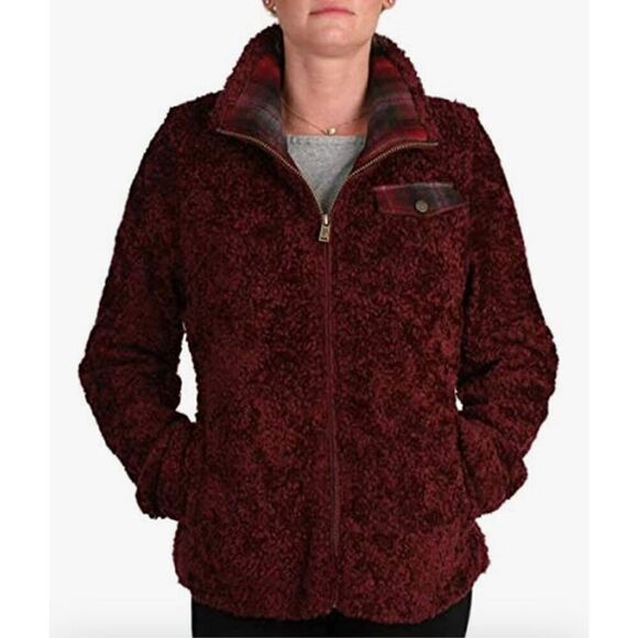 Pendleton Jackets & Blazers - Pendleton Fuzzy Zip Jacket in Dark Red NWT Size Medium
